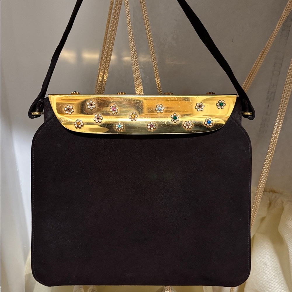 Koret Brown and Gold Jeweled Evening Bag with Coin Purse